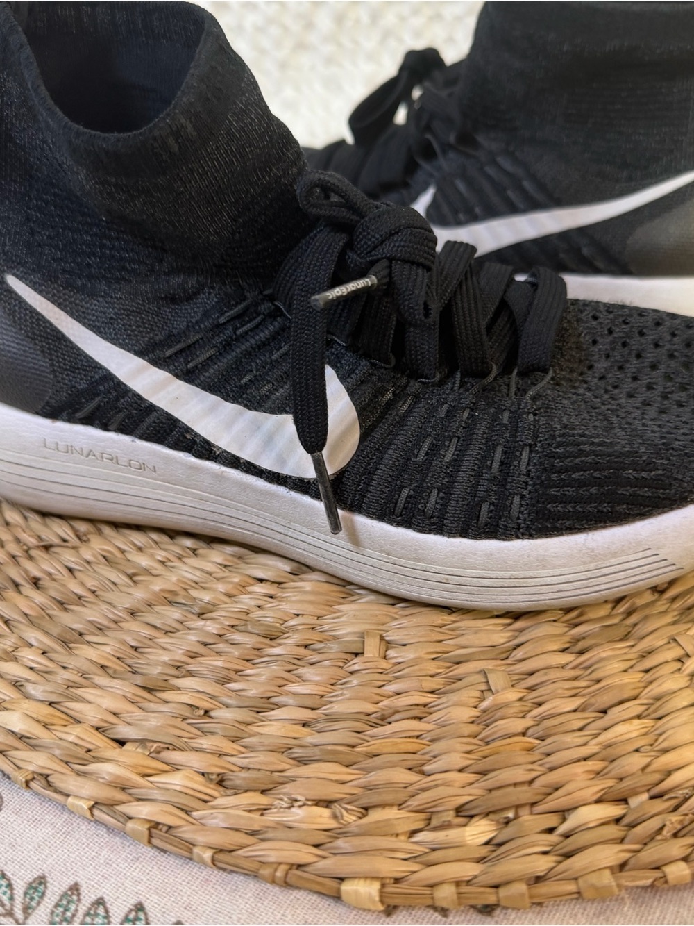 Nike Kids Black and White Flyknit High-Top Sneakers